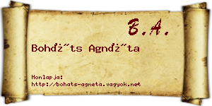 Boháts Agnéta névjegykártya